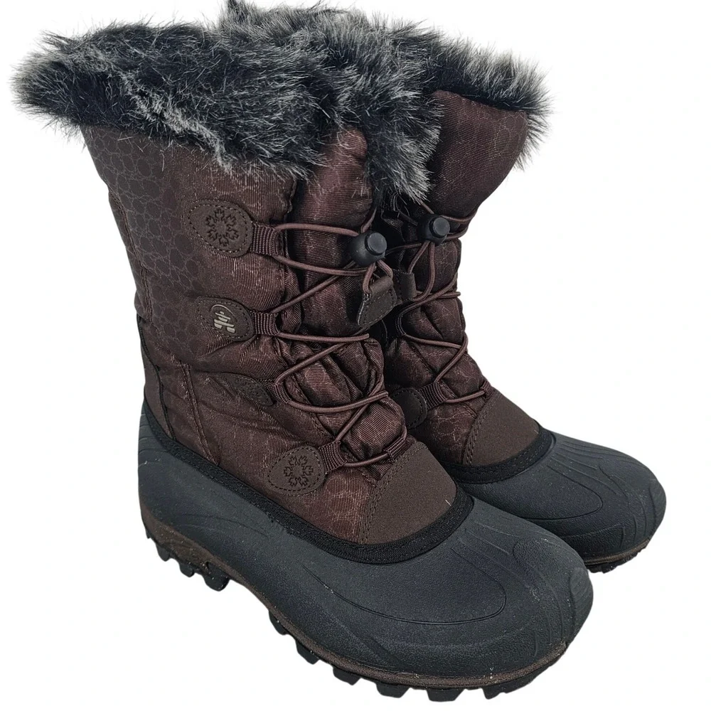 Kamik Momentum Womens Snow Boots Dark Brown Waterproof Insulated Faux Fur Size 6